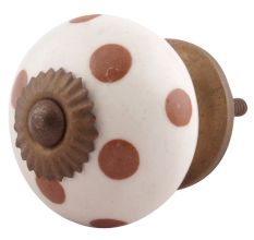 Brown Dotted Ceramic Floral Dresser Knobs